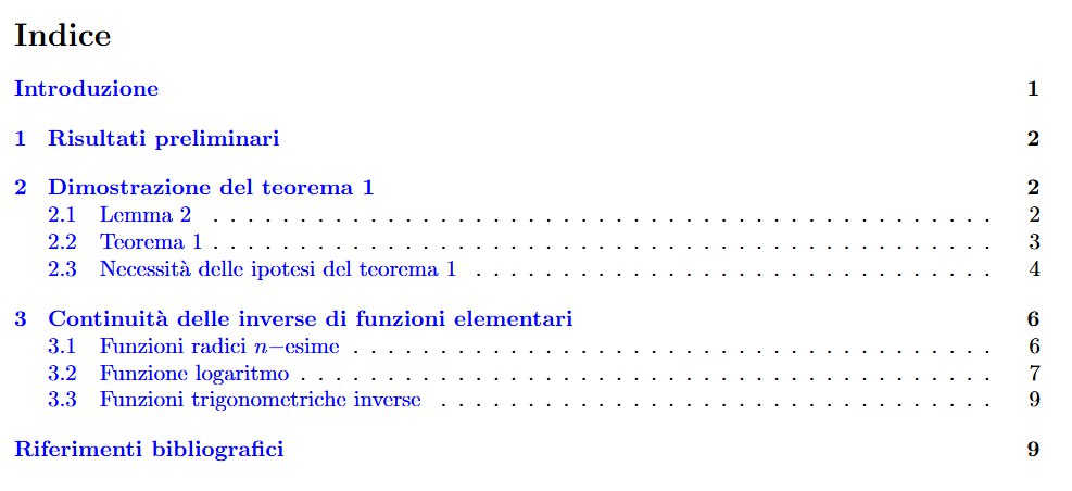 Indice funzione continua inversa