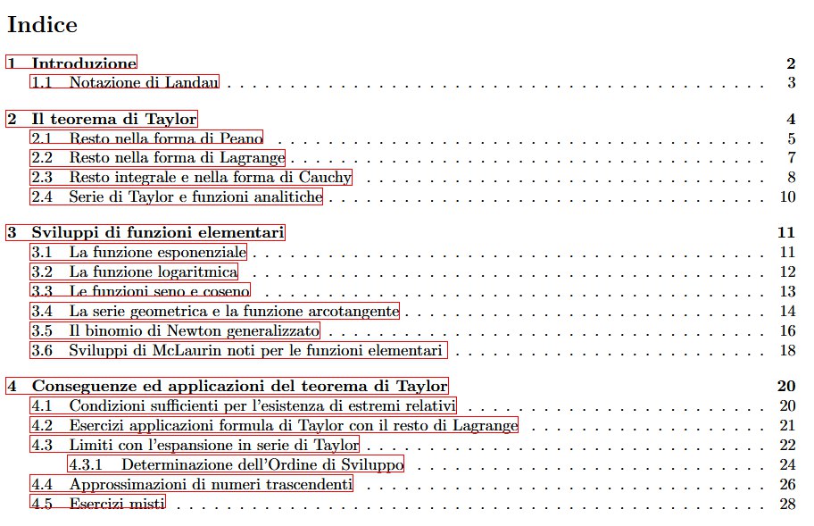 Indice del polinomio di taylor